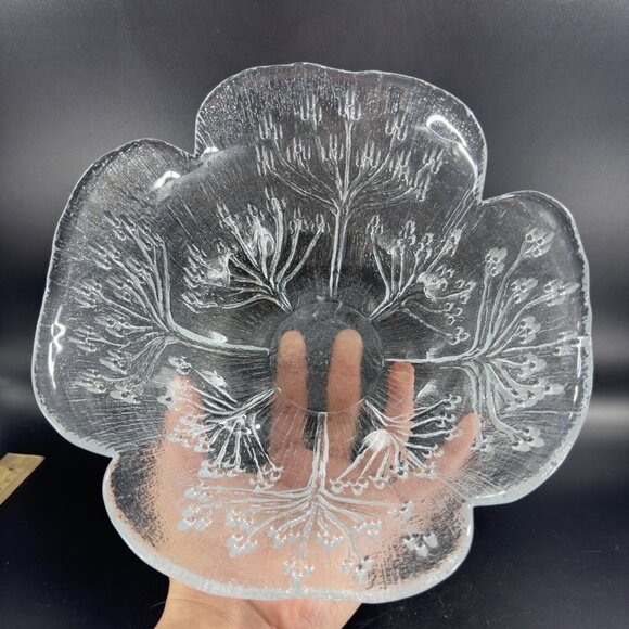 Lasisepät Mantsala Cow Parsley Glass Bowl Clear Textured Dish Pertti Kallioinen - Picture 5 of 16
